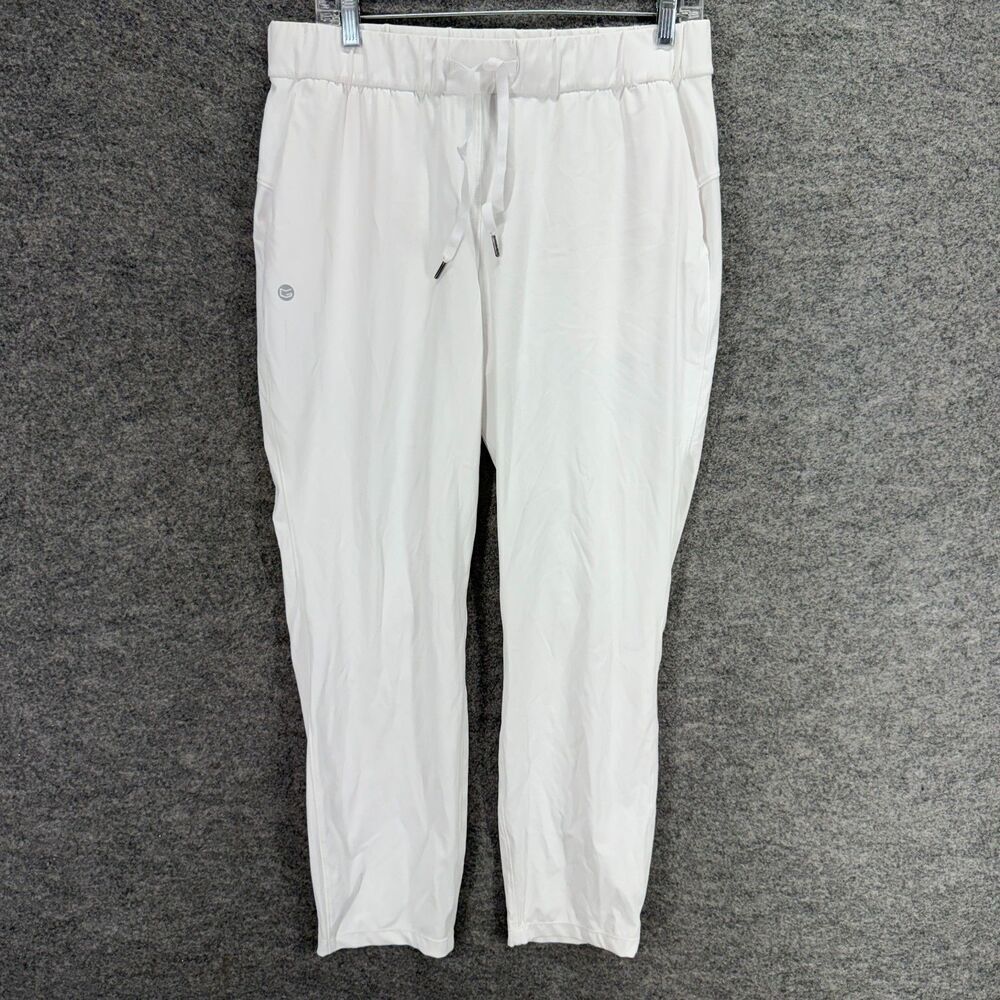 Unbranded Pants Women L Large White High Rise Flat Front Chino Drawstring Casual